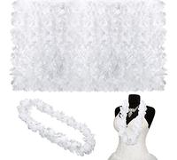 Geosar 48 pezzi fiore bianco Lei per matrimonio Bulk plastica fiore bianco Leis Luau hawaiano spiaggia matrimonio ghirlanda hawaiana collana luau accessori abbigliamento per festa di nozze vestire