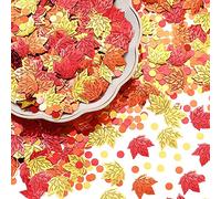Geosar Coriandoli di Halloween Coriandoli con Foglie d'Acero Autunnali per Festa del Ringraziamento con Paillettes Metallizzate in Lamina su Tavola Autunnale, 3,5 oz/ 100 g