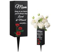 Geosar Vasi per cimitero per tomba in metallo cimitero tomba vaso di fiori funebre cimitero vaso commemorativo supporto per fiori con punta mamma decorazioni floreali cimitero per tomba prato cortile