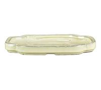 Geosism & Nature Sottovaso per bonsai ovale (forma mokko) in gres smaltato bianco 22,5x17,5x2 cm - GA4S