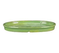 Geosism & Nature Sottovaso per bonsai ovale in gres smaltato verde 23,5x18x1,5 cm - GA3S