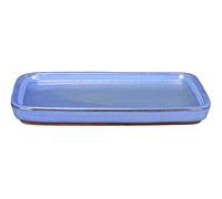 Geosism & Nature Sottovaso per bonsai rettangolare in gres smaltato azzurro 17,5x12,5x1 cm - BM3S