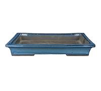 Geosism & Nature Sottovaso per bonsai rettangolare in gres smaltato blu 36,5x22,5x4 cm - BJ20Sb