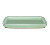 Geosism & Nature Sottovaso per bonsai rettangolare in gres smaltato verde 17,5x12,5x1 cm - BM1S