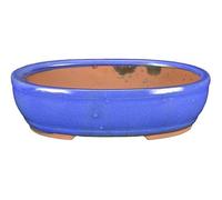 Geosism & Nature Vaso per bonsai ovale in gres smaltato blu 28x21x7 cm - GA13