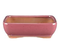 Geosism & Nature Vaso per bonsai rettangolare in gres smaltato rosa 23,5x17x6,5 cm - GA2