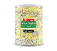 Geotoys - Mini puzzle statale della Carolina del Nord - Puzzle portatile da 60 pezzi per bambini e adulti in peltro - Puzzle educativo da viaggio da 13 x 6 pollici per 7 anni