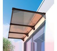 Geovne Pensilina Ingresso,Tettoia per Porta Insonorizzata,Pensilina Copriporta in PC Spessa 5mm,Baldacchino per Giardino Esterno,Tende da Sole con Staffa in Alluminio (65x320cm/26"x126")