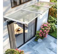 Geovne Tettoia per Porta o Finestra Trasparente,Pensilina Copriporta,Tendone Ingresso per Giardino,Copertura in Policarbonato Impermeabile/Anti-UV,con Staffa in Alluminio (120x80cm/47"x31")