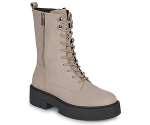 Geox Anfibi Spherica ec7 Stivaletto allacciato donna beige con pratica zip laterale e suola carrarmato, dallo stile grintoso.