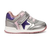 Geox B Rishon Girl, First Walker Shoe Bimba 0-24, Dk Silver Purple, 18 EU