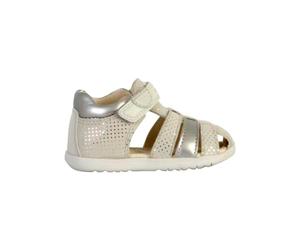 Geox B Sandal Macchia Gir, Sandali Bimba 0-24, Off White Lt Silver WB, 22 EU