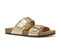 Geox D BRIONIA R I, Sandalo Piatto Donna, Lt Gold, 36 EU