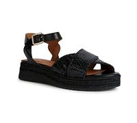 Geox D Eolie, Espadrille Wedge Sandal, Nero, 38.5 EU