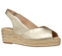 Geox D IBERIDE A - Sandalo con zeppa Donna, Lt Gold,