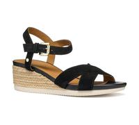 Geox D Ischia Corda B, Sandalo con Zeppa Donna, Black, 41 EU