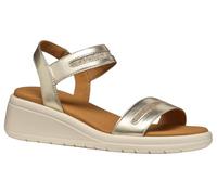 Geox D MELICONIA E - Sandalo con zeppa Donna, Lt Gold,