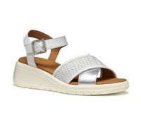 Geox D MELICONIA G, Sandalo con Zeppa Donna, White, 41 EU