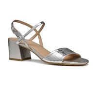 Geox D New ERAKLIA 50 B, Sandalo con Tacco Donna, Silver, 38 EU