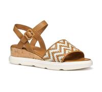Geox D Pisa B - Sandalo con Zeppa Donna, Camel/Papyrus,