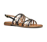 Geox D Sozy Plus C, Sandalo Scorrevole Donna, Black/Lt Gold, 36 EU