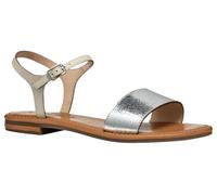 Geox D Sozy S J, Sandalo Scorrevole Donna, Silver/Papyrus, 39.5 EU
