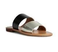 Geox D SOZY S, Sandali piatti Donna, Black Lt Gold, 39 EU