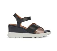 Geox D Spherica Ec6 C, Sandali con Zeppa Donna, Pelle Nera, 39 EU