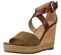 Geox Donna Janira E - Sandali con Zeppa Donna, Verde (MILITARY/BROWNC3211), 36 EU