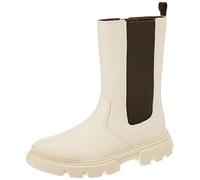 Geox Girl's J Junette Ankle Boot, Lt Ivory Black, 6 UK