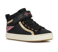 Geox Girl's J Kalispera M Sneaker, Black Dk Pink, 10 UK Child