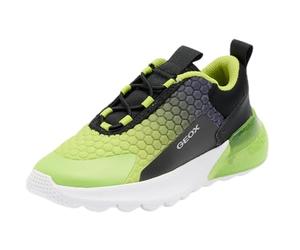 Geox J ACTIVART ILLUMINUS - Scarpe da Ginnastica, Black/Lime,