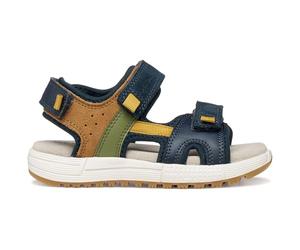 Geox J ALBEN Boy A Sandal, Navy/Ochre, 26 EU