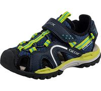 Geox J Borealis Boy B, Sandali Bambini e ragazzi, Blu/Verde (Dk Blue/Lime), 35 EU
