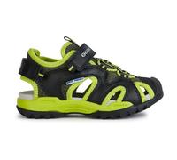 Geox J Borealis Boy C, sandali a punta chiusa da ragazzo, Colore: nero e lime., 7 UK Child