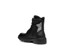 Geox J CASEY GIRL G - Stivaletto, BLACK/DK SILVER,