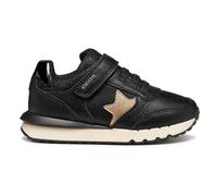 Geox J FASTICS Girl Sneaker, Black/LT Gold, 34 EU, Black Lt Gold., 34 EU