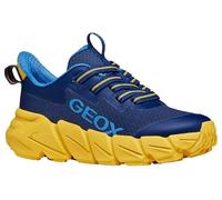 Geox J FLEXYPER Fast Boy Sneaker, Navy/Yellow, 33 EU