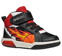 Geox J INEK Boy Sneaker, Nero/Rosso, 32 EU, Nero/Rosso, 32 EU