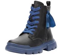 Geox J Junette Girl, Caviglia Barca, Nero e Blu Marino, 36 EU