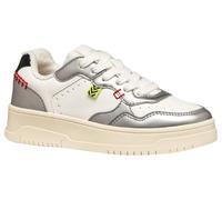 Geox J LESTRELLA Girl Sneaker, Dk Silver/White, 35 EU, Bianco Argento, 35 EU