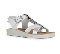 Geox J Sandal Costarei Gi, Donna, Bianco Argento, 38 EU