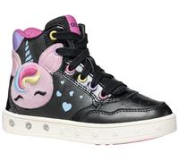 Geox J Skylin Girl Sneaker, Nero/Multicolore, 35 EU, Nero - Black Multicolor, 35 EU