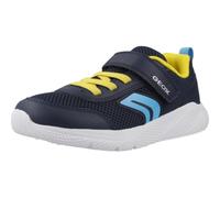 Geox J SPRINTYE Boy A Sneaker, Navy/Yellow, 31 EU