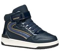 Geox J Washiba Girl Sneaker, Navy/Platinum, 32 EU, Navy Platinum, 32 EU