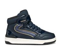 Geox J Washiba Girl Sneaker, Navy/Platinum, 33 EU, Navy Platinum, 33 EU