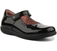 GEOX Naimara Singolo Cinturino Scuola Unisex Scarpe IN Nero Vernice UK 8 - 13