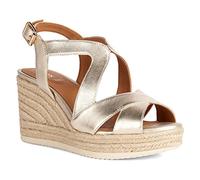 Geox Ponza, Sandalo Espadrillas con Zeppa Donna, Oro, 37.5 EU
