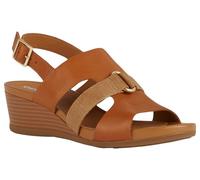 Geox Ragazza D Marykarmen B Wedge Sandal, cognac, 40 EU