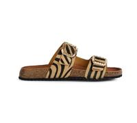 Geox D New Brionia B C, Sandali Piatti, Lt Sand Black, 40 EU